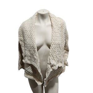 Irelands Eye Cardigan‎ Womns SZ Medium Wool Chunky Herringbone Oversized Vintage